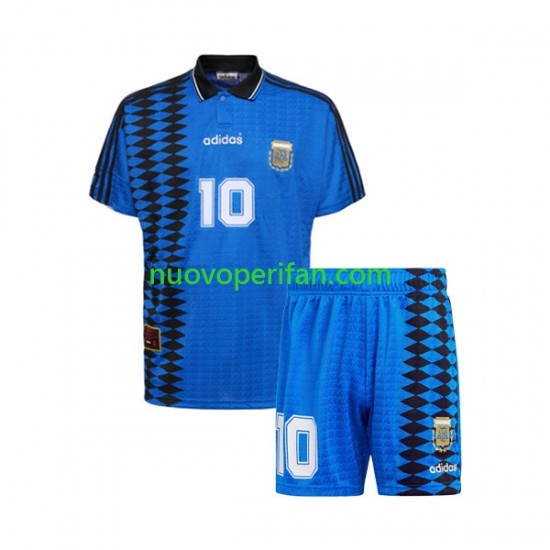 Maglie da Calcio Argentina MARADONA 10 Retro Bambino Trasferta Tenuta 1994 Maniche Corte