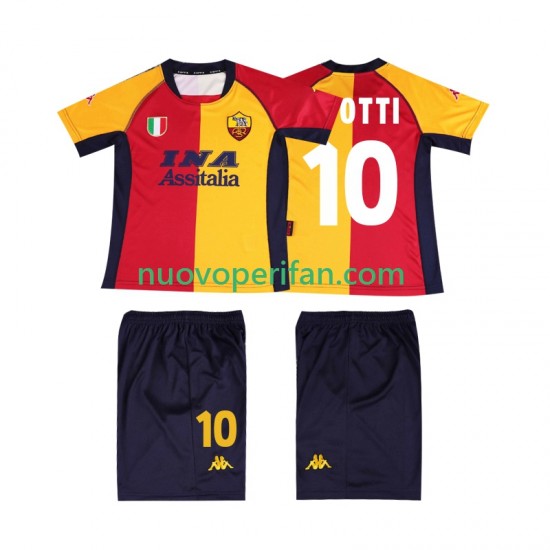 Maglie da Calcio AS Roma TOTTI 10 2001 Retro Bambino Prima Tenuta Maniche Corte