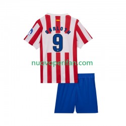 Maglie da Calcio Atlético Madrid Alexander Sorloth 9 Bambino Prima Tenuta 2025-2026 Maniche Corte
