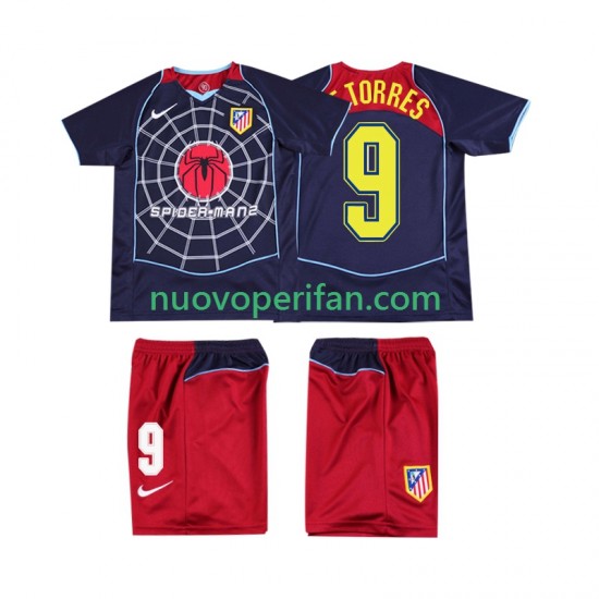 Maglie da Calcio Atlético Madrid F TORRES 9 2005 Retro Bambino Trasferta Tenuta 2004 Maniche Corte