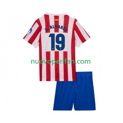 Maglie da Calcio Atlético Madrid Julian Alvarez 19 Bambino Prima Tenuta 2025-2026 Maniche Corte