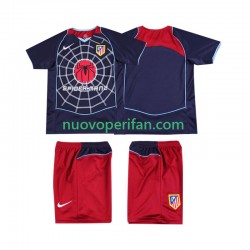 Maglie da Calcio Atlético Madrid 2005 Retro Bambino Trasferta Tenuta 2004 Maniche Corte