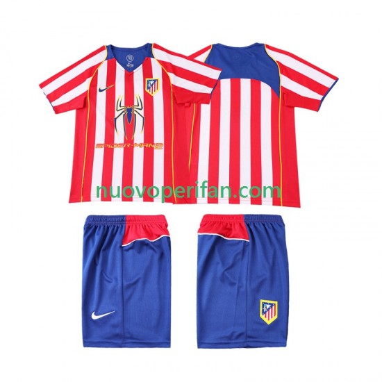 Maglie da Calcio Atlético Madrid 2005 Retro Bambino Prima Tenuta 2004 Maniche Corte