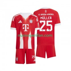 Maglie da Calcio FC Bayern München Thomas Muller 25 Bambino Prima Tenuta 2025-2026 Maniche Corte