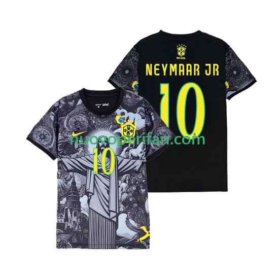 Maglie da Calcio Brasile Neymar JR 10 Cheist the Redeemer Uomo Prima Tenuta 2024 Maniche Corte