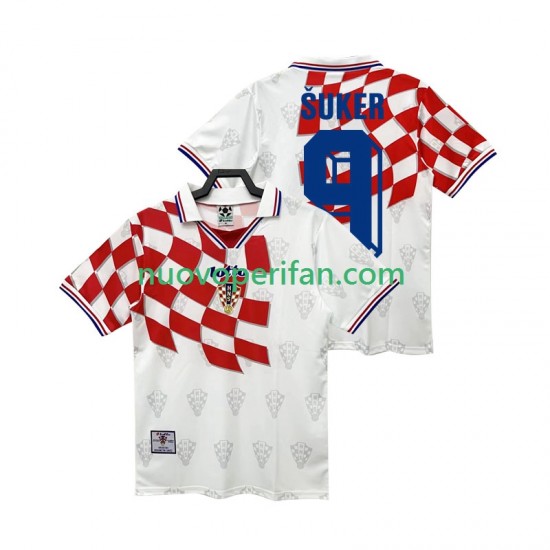 Maglie da Calcio Croazia BSUKER 9 Retro Uomo Prima Tenuta 1998 Maniche Corte