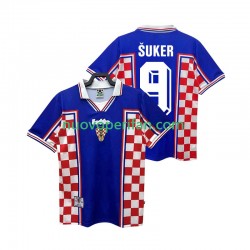 Maglie da Calcio Croazia SUKER 9 Retro Uomo Trasferta Tenuta 1998 Maniche Corte