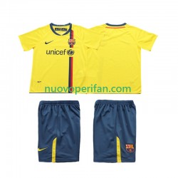 Maglie da Calcio FC Barcelona 2009 Retro Bambino Trasferta Tenuta 2008 Maniche Corte