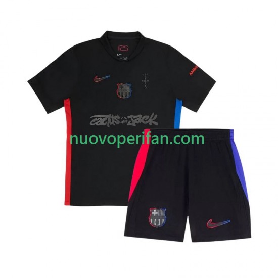 Maglie da Calcio FC Barcelona TRAVIS SCOTT Bambino Trasferta Tenuta 2024-2025 Maniche Corte