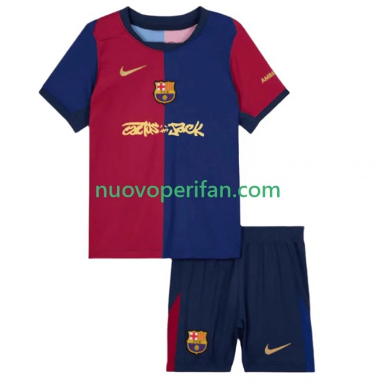 Maglie da Calcio FC Barcelona TRAVIS SCOTT Bambino Prima Tenuta 2024-2025 Maniche Corte