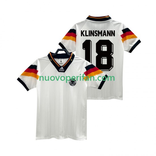 Maglie da Calcio Germania KLINSMANN 18 1992 Retro Uomo Prima Tenuta Maniche Corte
