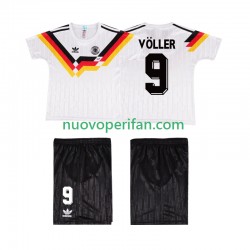 Maglie da Calcio Germania VOLLER 9 1990 Retro Bambino Prima Tenuta Maniche Corte
