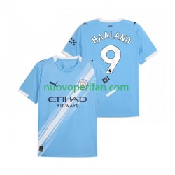 Maglie da Calcio Manchester City Erling Haaland 9 Uomo Prima Tenuta 2025-2026 Maniche Corte