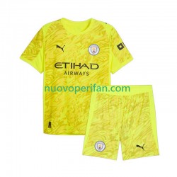 Maglie da Calcio Manchester City Portiere Bambino Alternativa Tenuta 2025-2026 Maniche Corte