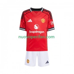 Maglie da Calcio Manchester United Bambino Prima Tenuta 2025-2026 Maniche Corte
