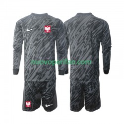 Maglie da Calcio Polonia Portiere Bambino Trasferta Tenuta 2024 Maniche Lunghe