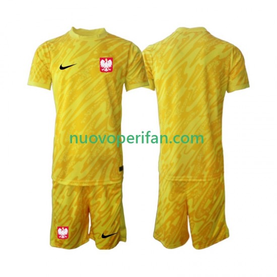 Maglie da Calcio Polonia Portiere Bambino Prima Tenuta 2024 Maniche Corte