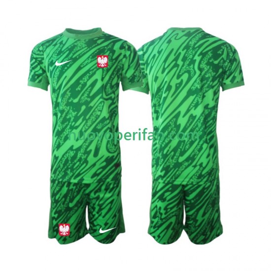 Maglie da Calcio Polonia Portiere Bambino Alternativa Tenuta 2024 Maniche Corte