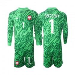 Maglie da Calcio Polonia Szczesny 1 Portiere Bambino Alternativa Tenuta 2024 Maniche Lunghe