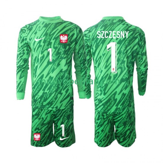 Maglie da Calcio Polonia Szczesny 1 Portiere Bambino Alternativa Tenuta 2024 Maniche Lunghe