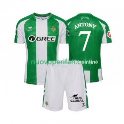 Maglie da Calcio Real Betis Antony 7 Bambino Prima Tenuta 2025-2026 Maniche Corte