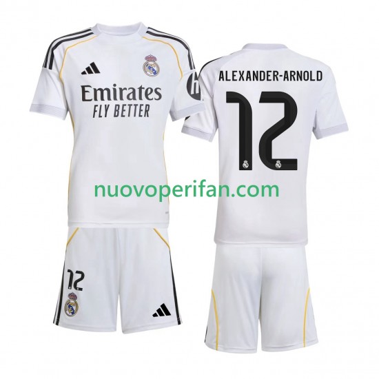 Maglie da Calcio Real Madrid Alexander-Arnold 12 Bambino Prima Tenuta 2025-2026 Maniche Corte