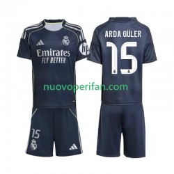 Maglie da Calcio Real Madrid Arda Guler 15 Bambino Trasferta Tenuta 2025-2026 Maniche Corte