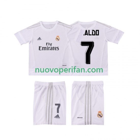 Maglie da Calcio Real Madrid Cristiano Ronaldo 7 2015 2016 Retro Bambino Prima Tenuta Maniche Corte