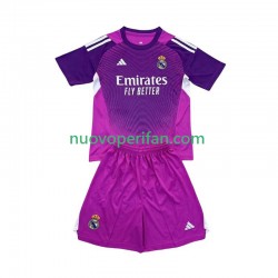 Maglie da Calcio Real Madrid Portiere Bambino Trasferta Tenuta 2025-2026 Maniche Corte