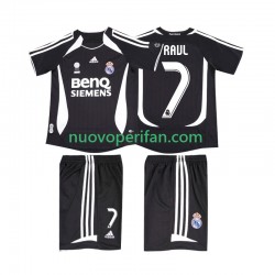 Maglie da Calcio Real Madrid RAUL 7 2007 Retro Bambino Trasferta Tenuta 2006 Maniche Corte
