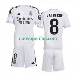 Maglie da Calcio Real Madrid Valverde 8 Bambino Prima Tenuta 2025-2026 Maniche Corte