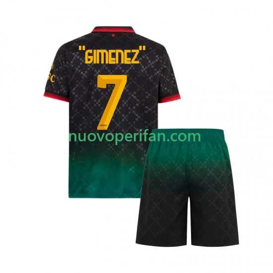 Maglie da Calcio AC Milan Santiago Gimenez 7 Bambino Quarta Tenuta 2024-2025 Maniche Corte