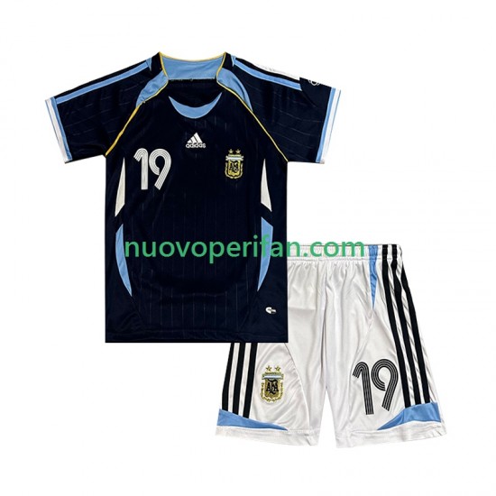 Maglie da Calcio Argentina Lionel Messi 19 Retro Bambino Trasferta Tenuta 2006 Maniche Corte