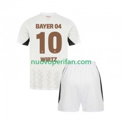 Maglie da Calcio Bayer 04 Leverkusen Florian Wirtz 10 Bambino Trasferta Tenuta 2024-2025 Maniche Corte