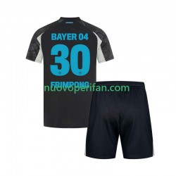 Maglie da Calcio Bayer 04 Leverkusen Frimpong 30 Bambino Alternativa Tenuta 2024-2025 Maniche Corte