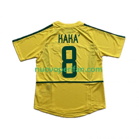 Maglie da Calcio Brasile KAKA 8 Retro Uomo Prima Tenuta 2002 Maniche Corte