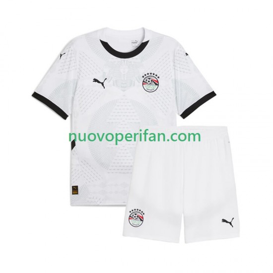 Maglie da Calcio Egitto Bambino Trasferta Tenuta 2024-2025 Maniche Corte