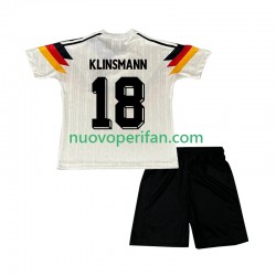 Maglie da Calcio Germania Klinsmann 18 1990 Retro Bambino Prima Tenuta Maniche Corte
