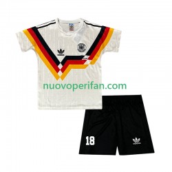Maglie da Calcio Germania Klinsmann 18 1990 Retro Bambino Prima Tenuta Maniche Corte