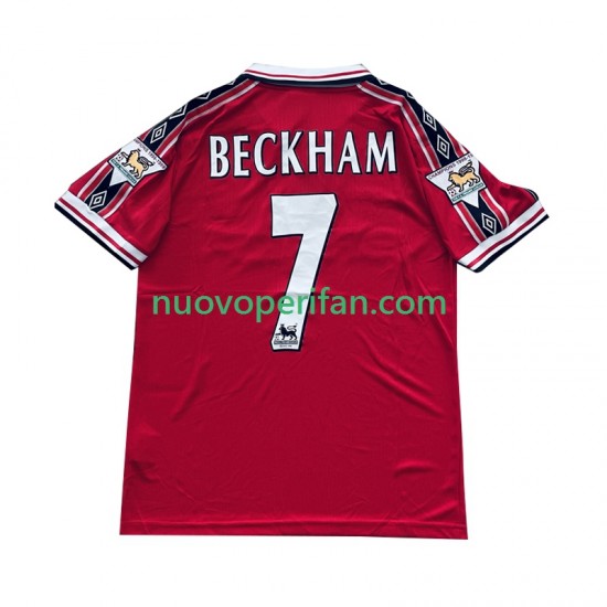 Maglie da Calcio Manchester United Beckham 7 Retro Uomo Prima Tenuta 1998 1999 Maniche Corte