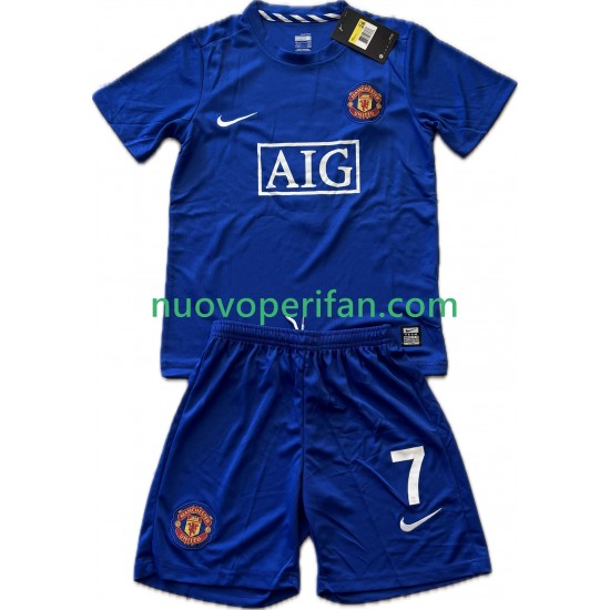Maglie da Calcio Manchester United Cristiano Ronaldo 7 2009 Retro Bambino Alternativa Tenuta 2008 Maniche Corte