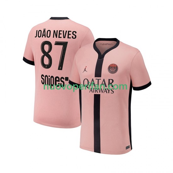 Maglie da Calcio Paris Saint-Germain Joao Neves 87 Uomo Alternativa Tenuta 2024-2025 Maniche Corte