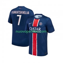 Maglie da Calcio Paris Saint-Germain Khvicha Kvaratskhelia 7 Uomo Prima Tenuta 2024-2025 Maniche Corte