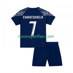 Maglie da Calcio Paris Saint-Germain Khvicha Kvaratskhelia 7 Bambino Quarta Tenuta 2024-2025 Maniche Corte