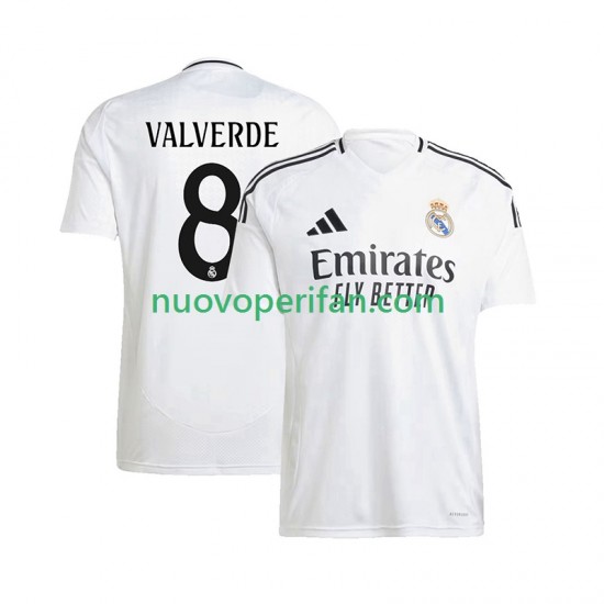 Maglie da Calcio Real Madrid Federico Valverde 8 Uomo Prima Tenuta 2024-2025 Maniche Corte