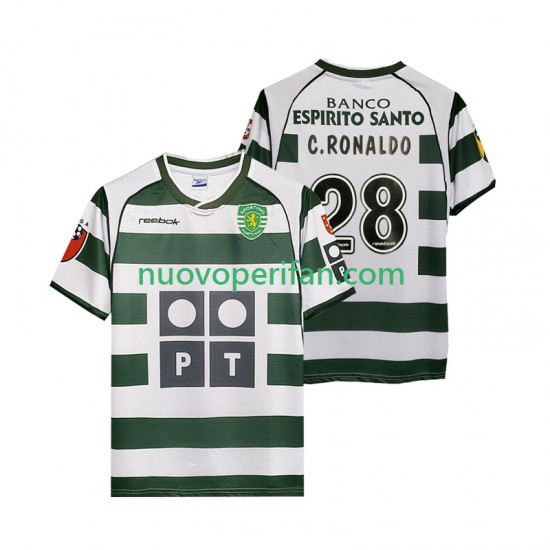 Maglie da Calcio Sporting CP Cristiano Ronaldo 28 2001 2003 Retro Uomo Prima Tenuta Maniche Corte