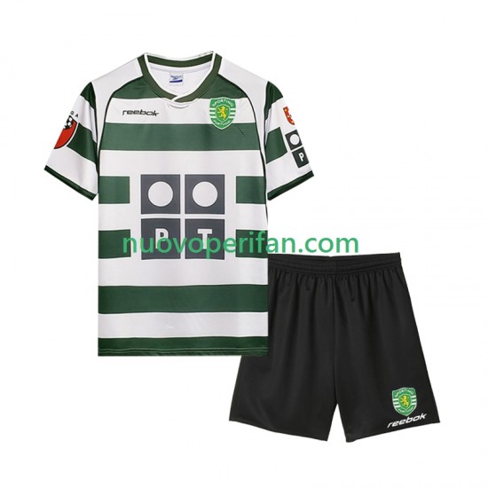 Maglie da Calcio Sporting CP 2001 2003 Retro Bambino Prima Tenuta Maniche Corte