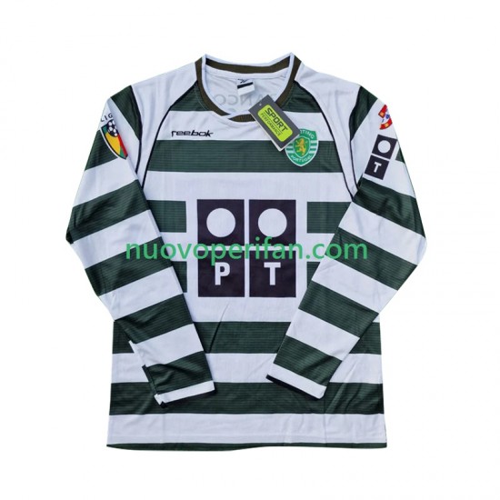 Maglie da Calcio Sporting CP 2001 2003 Retro Uomo Prima Tenuta Maniche Lunghe