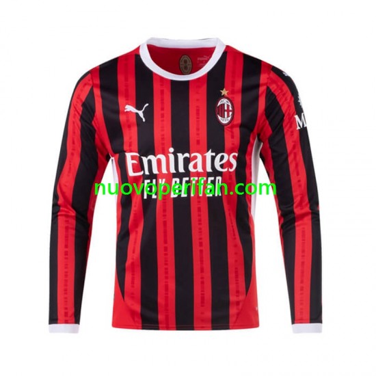 Maglie da Calcio AC Milan Uomo Prima Tenuta 2024-2025 Maniche Lunghe