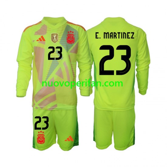 Maglie da Calcio Argentina Emiliano Martinez 23 Portiere Bambino Trasferta Tenuta 2024 Maniche Lunghe
